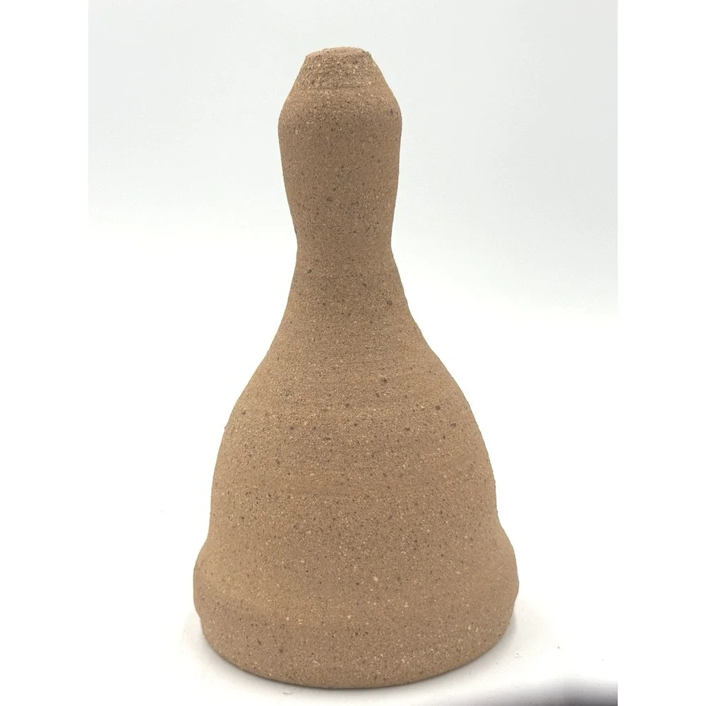 Pottery Bell Unique Small Brown Speckled Textured Stoneware Decor One of a Kind